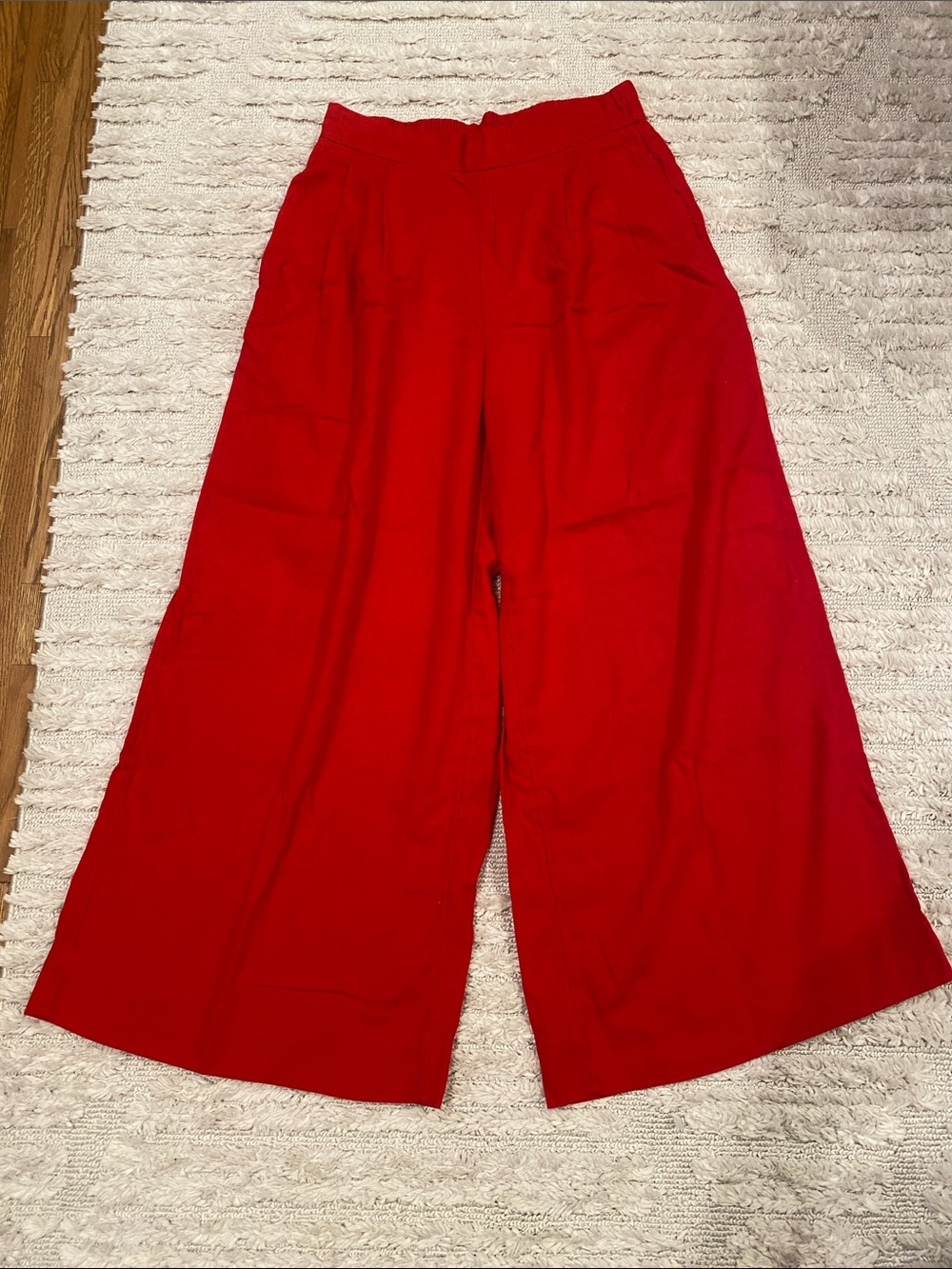 A New Day Wide-Leg Red Linen Blend Pants Sz XS